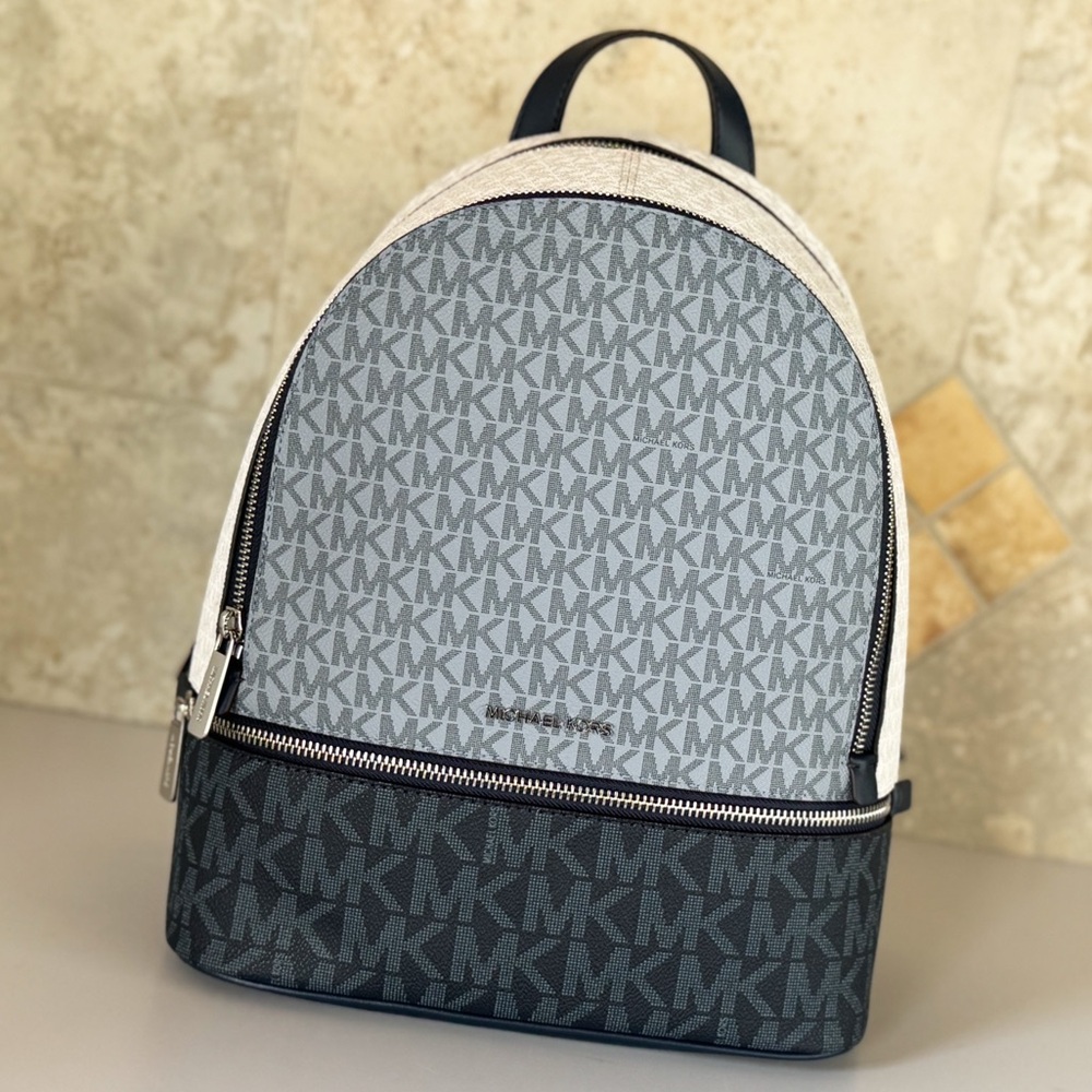 Michael Kors Rhea MD Backpack MK Color-Block Admiral Navy Multi - Picture 15 of 15